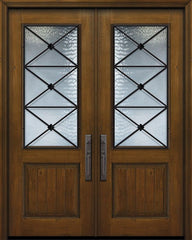 WDMA 64x96 Door (5ft4in by 8ft) Exterior Knotty Alder 96in Double 1 Panel 2/3 Lite Republic Door 1