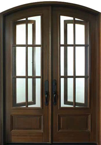 WDMA 64x96 Door (5ft4in by 8ft) Patio Swing Mahogany Breezeport Arched TDL 6LT Double Door 2-1/4 Thick 1