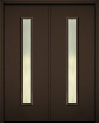 WDMA 64x96 Door (5ft4in by 8ft) Exterior 96in ThermaPlus Steel Malibu Contemporary Double Door w/Textured Glass 1