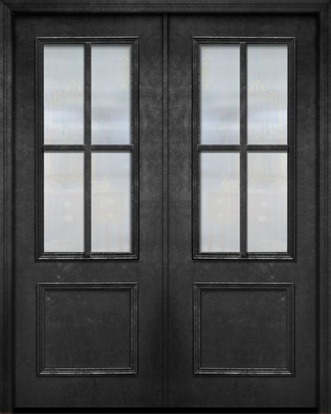 WDMA 64x96 Door (5ft4in by 8ft) Exterior 96in ThermaPlus Steel 4 Lite SDL 2/3 Lite Double Door 1