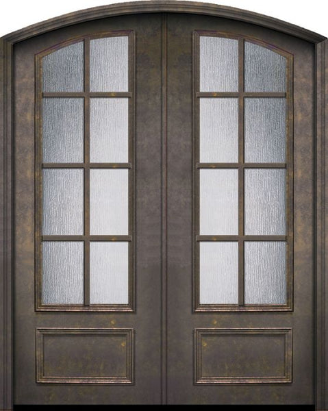 WDMA 64x96 Door (5ft4in by 8ft) Patio 96in ThermaPlus Steel 8 Lite Arch Top Arch Lite SDL Double Door 1