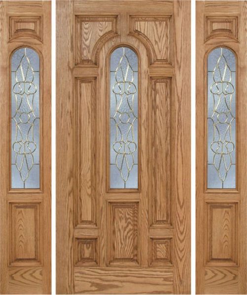 WDMA 66x80 Door (5ft6in by 6ft8in) Exterior Oak Carrick Single Door/2side w/ OL Glass - 6ft8in Tall 1