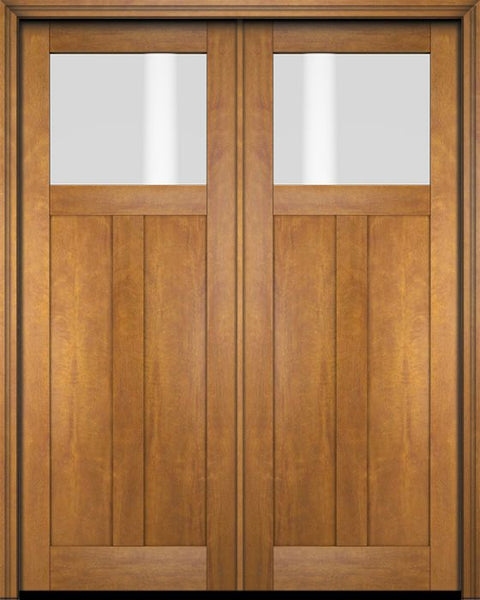 WDMA 68x78 Door (5ft8in by 6ft6in) Exterior Barn Mahogany Top Lite Craftsman or Interior Double Door 1