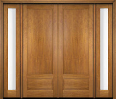 WDMA 68x78 Door (5ft8in by 6ft6in) Exterior Swing Mahogany 3/4 Raised Panel Solid Double Entry Door Sidelights 1