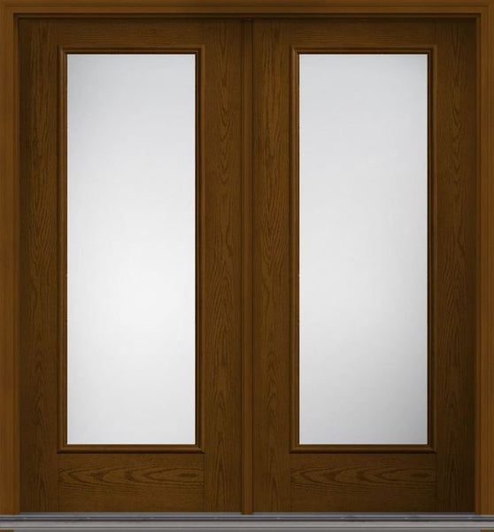 WDMA 68x80 Door (5ft8in by 6ft8in) Exterior Oak Clear Full Lite W/ Stile Lines Fiberglass Double Door 1