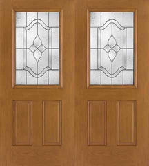 WDMA 68x80 Door (5ft8in by 6ft8in) Exterior Oak Fiberglass Impact Door 1/2 Lite Concorde 6ft8in Double 1