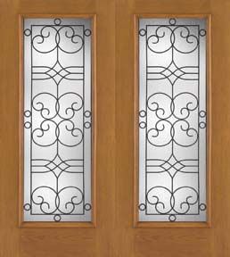 WDMA 68x80 Door (5ft8in by 6ft8in) Exterior Oak Fiberglass Impact Door Full Lite Salinas 6ft8in Double 1