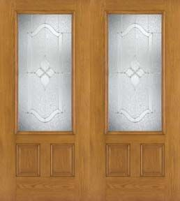 WDMA 68x80 Door (5ft8in by 6ft8in) Exterior Oak Fiberglass Impact Door 3/4 Lite Concorde 6ft8in Double 1