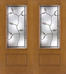 WDMA 68x80 Door (5ft8in by 6ft8in) Exterior Oak Fiberglass Impact Door 3/4 Lite Avonlea 6ft8in 2 Sidelight 1