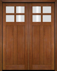 WDMA 70x80 Door (5ft10in by 6ft8in) Exterior Barn Mahogany 4 Lite Craftsman or Interior Double Door 4