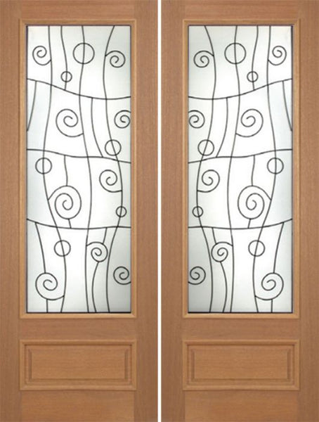 WDMA 72x96 Door (6ft by 8ft) Exterior Mahogany Roma Double Door w/ RM Glass - 8ft Tall 1