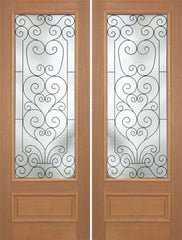 WDMA 72x96 Door (6ft by 8ft) Exterior Mahogany Roma Double Door w/ SM Glass - 8ft Tall 1