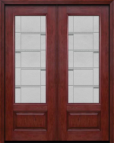 WDMA 72x96 Door (6ft by 8ft) Exterior Cherry 96in 3/4 Lite Double Entry Door Crosswalk Glass 1