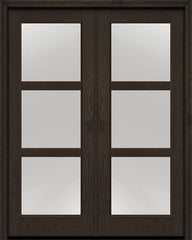 WDMA 72x96 Door (6ft by 8ft) Exterior Oak 3 Lite 8ft0in Full Lite Flush-Glazed Fiberglass Double Door 1