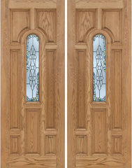 WDMA 72x96 Door (6ft by 8ft) Exterior Oak Carrick Double Door w/ Tiffany Glass - 8ft Tall 1