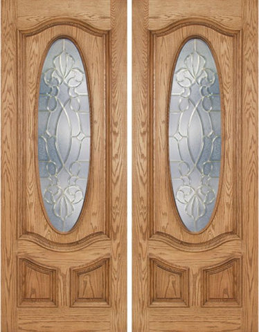 WDMA 72x96 Door (6ft by 8ft) Exterior Oak Dally Double Door w/ CO Glass - 8ft Tall 1