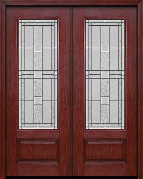 WDMA 72x96 Door (6ft by 8ft) Exterior Cherry 96in 3/4 Lite Double Entry Door Monterey Glass 1