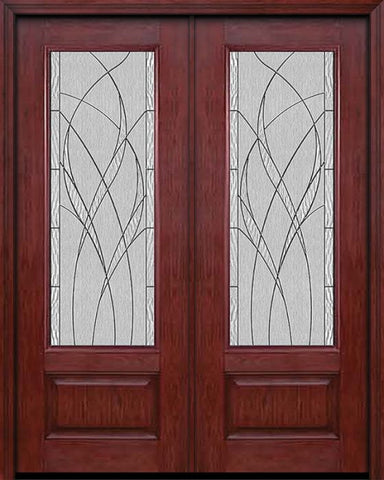 WDMA 72x96 Door (6ft by 8ft) Exterior Cherry 96in 3/4 Lite Double Entry Door Waterside Glass 1