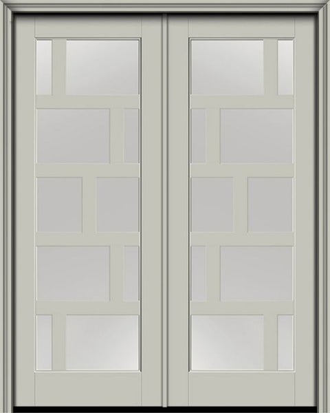 WDMA 72x96 Door (6ft by 8ft) Exterior Smooth Contemporary Asymmetrical 10 Lite 8ft0in Full Lite Flush-Glazed Fiberglass Double Door 1