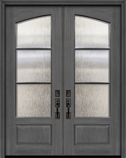 WDMA 72x96 Door (6ft by 8ft) Exterior Mahogany 36in x 96in Double Square Top Arch 3 Lite SDL DoorCraft Door 1