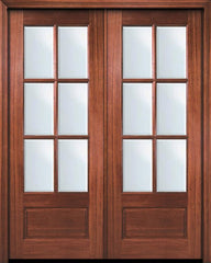 WDMA 72x96 Door (6ft by 8ft) French Mahogany 96in Double 6 Lite TDL DoorCraft Door w/Bevel IG 1