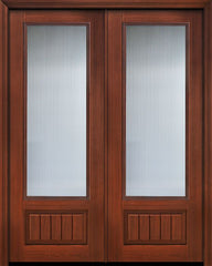 WDMA 72x96 Door (6ft by 8ft) Patio Cherry Pro 96in Double 3/4 Lite Privacy / Patterns Glass V-Grooved Panel Door 1