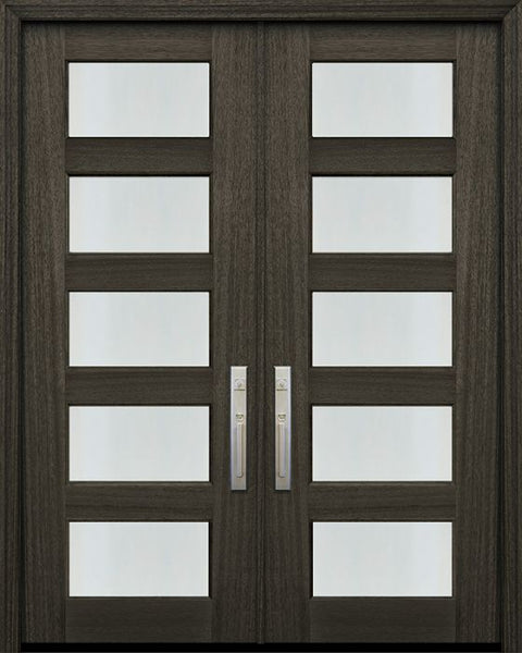 WDMA 72x96 Door (6ft by 8ft) Exterior Mahogany 36in x 96in Double 5 lite TDL Continental DoorCraft Door w/Bevel IG 1