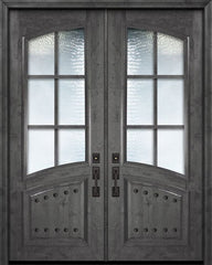 WDMA 72x96 Door (6ft by 8ft) Exterior Knotty Alder 36in x 96in Double Arch Lite / Rail 6 Lite SDL Estancia Alder Door 1