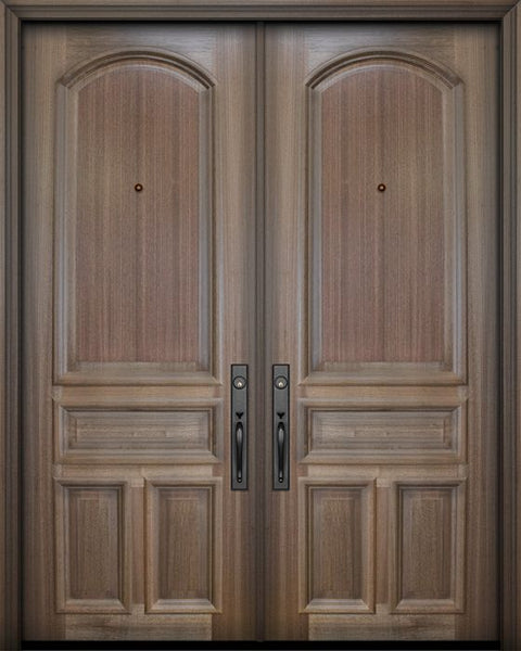 WDMA 72x96 Door (6ft by 8ft) Exterior Mahogany 36in x 96in Double 4 Panel Arch Portobello Door 1