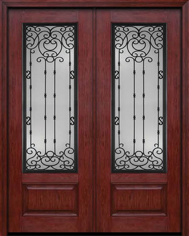 WDMA 72x96 Door (6ft by 8ft) Exterior Cherry 96in 3/4 Lite Double Entry Door Belle Meade Glass 1