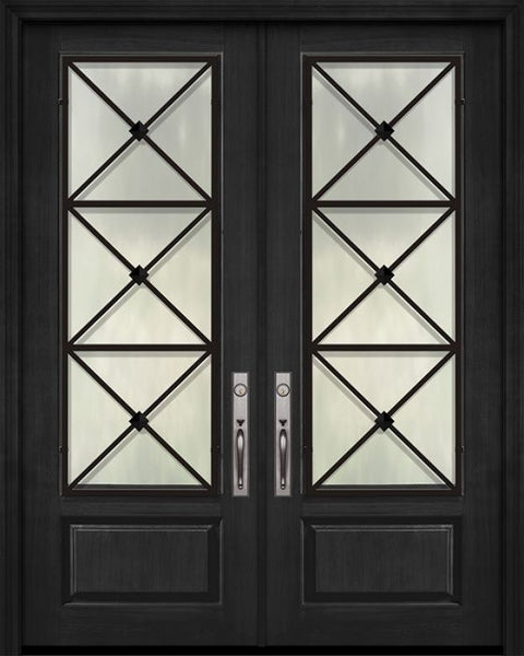 WDMA 72x96 Door (6ft by 8ft) Exterior Cherry Pro 96in Double 1 Panel 3/4 Lite Republic Door 1