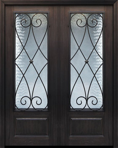 WDMA 72x96 Door (6ft by 8ft) Exterior Cherry Pro 96in Double 1 Panel 3/4 Lite Charleston Door 1