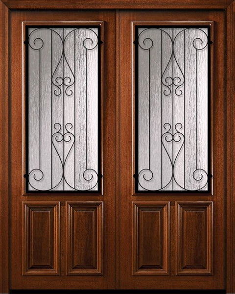 WDMA 72x96 Door (6ft by 8ft) Exterior Mahogany 36in x 96in Double 2/3 Lite Lavaca DoorCraft Door 1