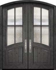 WDMA 72x96 Door (6ft by 8ft) Exterior Knotty Alder 36in x 96in Double Arch Top / Rail 4 Lite SDL Estancia Alder Door 1