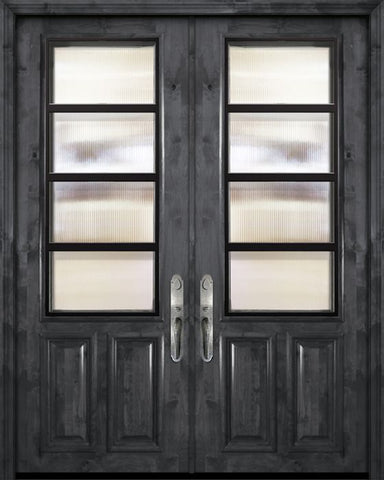 WDMA 72x96 Door (6ft by 8ft) Exterior Knotty Alder 36in x 96in Double 2/3 Lite Urban Steel Grille Estancia Alder Door 1