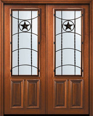 WDMA 72x96 Door (6ft by 8ft) Exterior Mahogany 36in x 96in Double 2/3 Lite Texan Door 1