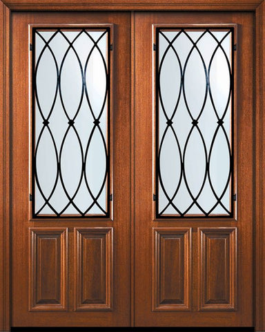 WDMA 72x96 Door (6ft by 8ft) Exterior Mahogany 36in x 96in Double 2/3 Lite La Salle Door 1