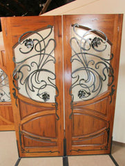 WDMA 72x96 Door (6ft by 8ft) Exterior Mahogany AN-2002-2 Hand Carved Art Nouveau Forged iron Glass Entry Double Door 2