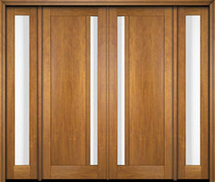 WDMA 76x80 Door (6ft4in by 6ft8in) Exterior Swing Mahogany 111 Windermere Shaker Double Entry Door Sidelights 1