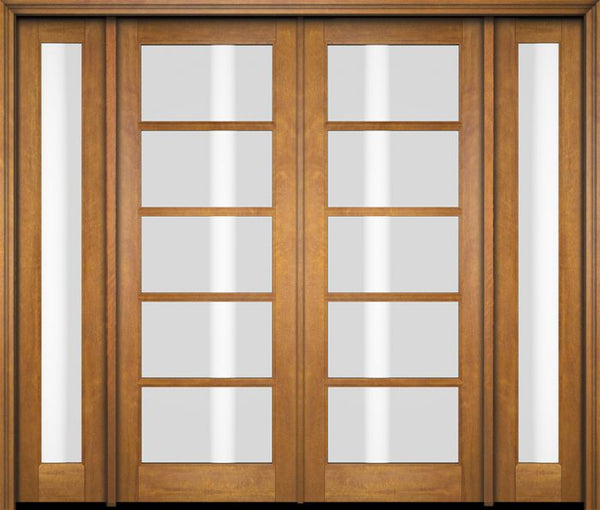 WDMA 76x80 Door (6ft4in by 6ft8in) Exterior Swing Mahogany 5 Lite TDL Double Entry Door Full Sidelights 1