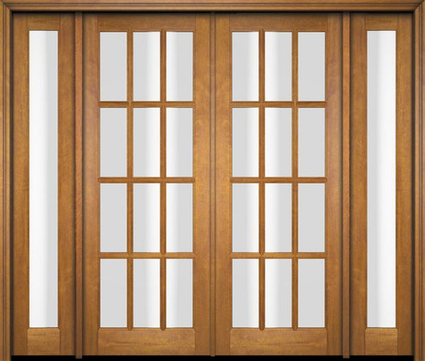 WDMA 76x80 Door (6ft4in by 6ft8in) Exterior Swing Mahogany 12 Lite TDL Double Entry Door Full Sidelights 1