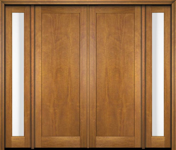 WDMA 76x80 Door (6ft4in by 6ft8in) Exterior Swing Mahogany Modern Full Flat Panel Shaker Double Entry Door Sidelights 1