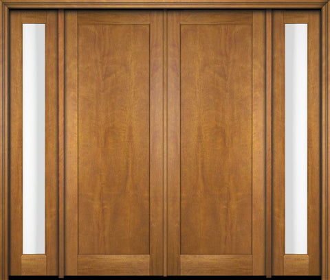 WDMA 76x80 Door (6ft4in by 6ft8in) Exterior Swing Mahogany Modern Full Flat Cross Panel Shaker Double Entry Door Sidelights 1