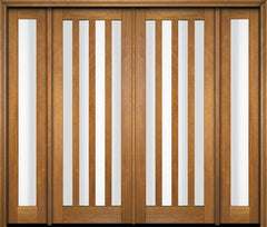 WDMA 76x80 Door (6ft4in by 6ft8in) Exterior Swing Mahogany Modern Slim 4 Glass Shaker Double Entry Door Sidelights 1