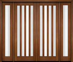 WDMA 76x80 Door (6ft4in by 6ft8in) Exterior Swing Mahogany Modern Slim 4 Glass Shaker Double Entry Door Sidelights 4