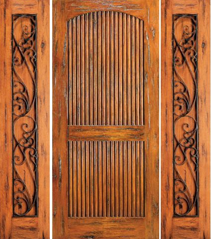 WDMA 78x80 Door (6ft6in by 6ft8in) Exterior Knotty Alder Prehung Door with Two Sidelights 2 Panel 1