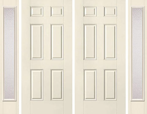 WDMA 80x80 Door (6ft8in by 6ft8in) Exterior Smooth 6 Panel Star Double Door 2 Sides Granite Full Lite 1