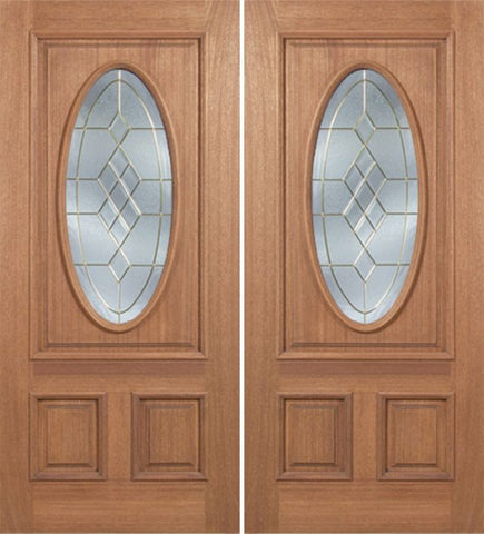 WDMA 84x80 Door (7ft by 6ft8in) Exterior Mahogany Maryvale Double Door w/ A Glass 1