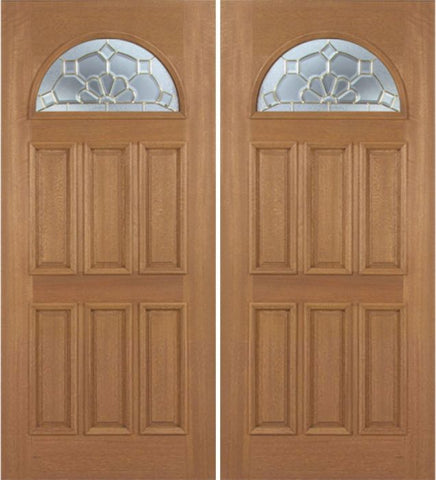 WDMA 84x80 Door (7ft by 6ft8in) Exterior Mahogany Jefferson Double Door w/ A Glass 1