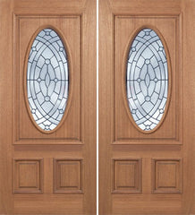 WDMA 84x80 Door (7ft by 6ft8in) Exterior Mahogany Maryvale Double Door w/ EE Glass 1